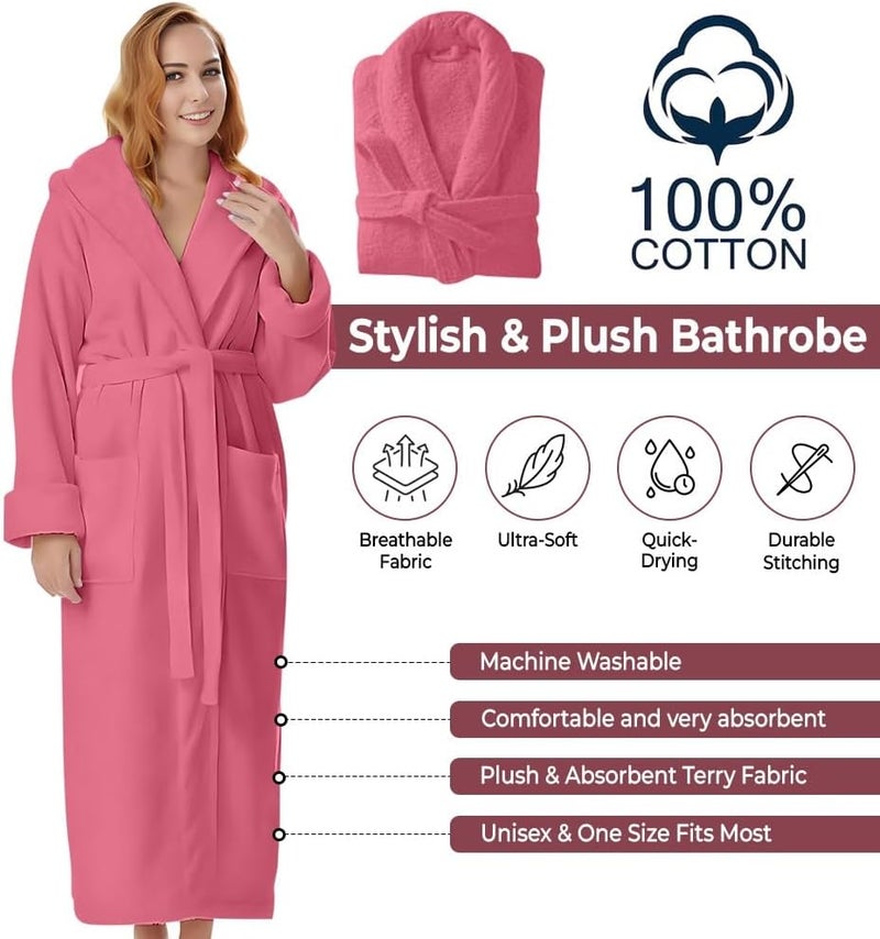 KAHAF COLLECTION Cotton Terry Robes for Women and Men, Terry Shawl Collar Bathrobe, ONE SIZE - UNISEX Men & Women Spa Robe - Image 1